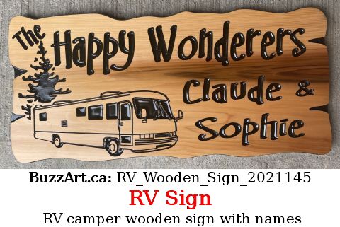 RV camper wooden sign with names